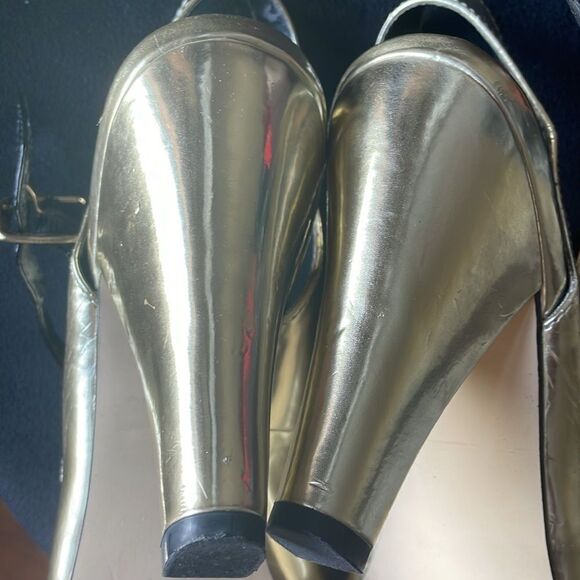 STEVE MADDEN GOLD METALLIC SLING BACK HIGH HEEL WOMEN'S PEP TOE SHOES SIZE 7 M - Picture 11 of 15
